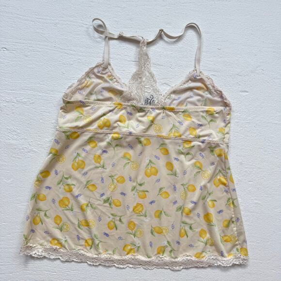 Laura Ashley Lemon Print Lace Cami Tank Top, Size XL - Picture 7 of 8